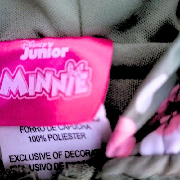 Disney Minnie Mouse Girls Hooded Floral Jacket – Green Pink Bow Coat, Size 3T - Picture 8 of 10